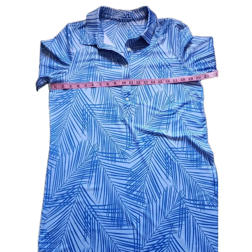 Vineyard Vines Polo Dress Womens L Blue Palm Print 3/4 Sleeve Stretch Shift - Picture 7 of 10